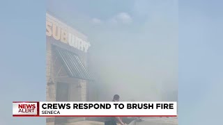 Building damaged following mulch fire in Seneca