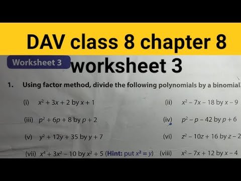 DAV class 8 chapter 8 worksheet 3 ।Class 8 maths chapter 8 worksheet 3 dav public school
