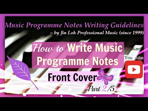 How to write music programme notes? Part 2/5 (Front Cover Format)