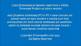 Class Scheduling (05) + Student Scheduling + Schedule Multiple Sessions+ GA + JAVA + public version