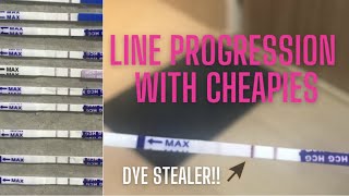 Week 3 to 6 Pregnancy Line Progression || DYE STEALER and HOOK EFFECT ON CHEAP PREGNANCY TEST