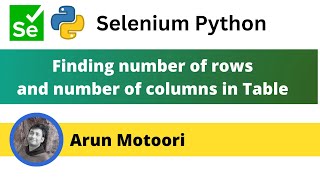 Stream Finding number of rows and number of columns of Table using Selenium Python (Selenium Python) Online