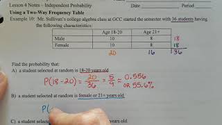 Stream Algebra 2 - Probability - Two-Way Tables Online