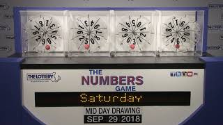 Midday Numbers Game Drawing: Saturday, September 29, 2018