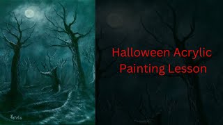 Halloween Acrylic Eerie Forest Painting Tutorial