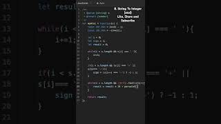 Javascript String to Integer atoi Leetcode 8 #leetcode #javascript #coding #code #interview #shorts