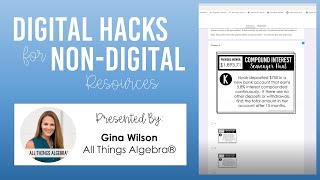 Stream Digital Hacks for Non-Digital Resources (Presented by Gina Wilson, All Things Algebra) Online