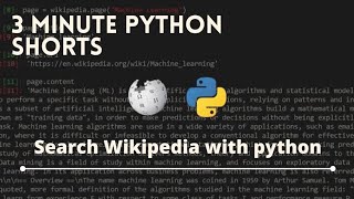 Stream Search Wikipedia in python | Wikipedia API | 3 minute python shorts | #pyguru Online