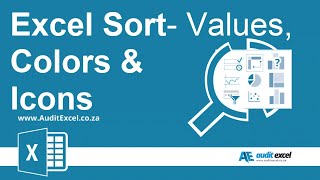 Excel sort by value, 2 columns, color, conditional format & icons