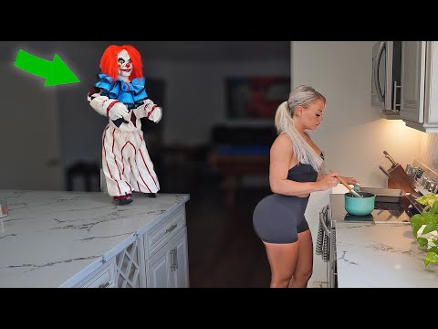 Haunted Clown Prank On Wife Cute Reaction