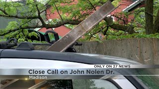 Driver survives terrifying close call with falling steel beam under Monona Terrace ramp