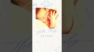 Baby Newborn Video Music Birth Announcement, Hello Baby Boy, Minimal Digital Blue  #newbornbaby