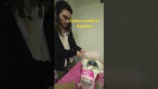 cotton ccandy in America..... Spanish guy is making in a party...in india it's call "buddhi ke baal"
