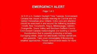 Alert Ready Tornado Warning for Golden Horseshoe Area - 8/4/2020 5:52 PM EDT