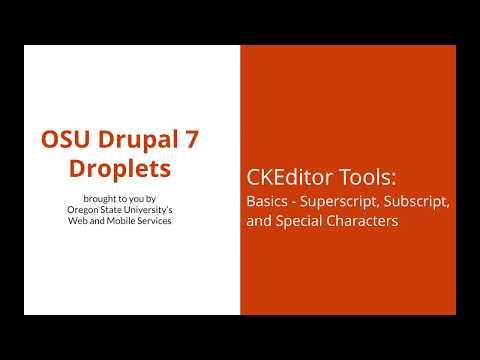 Osu Drupal 7 Ckeditor Tools 11 Basics Superscript Subscript And Special Characters