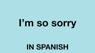 How To Say (I'm so sorry) In Spanish