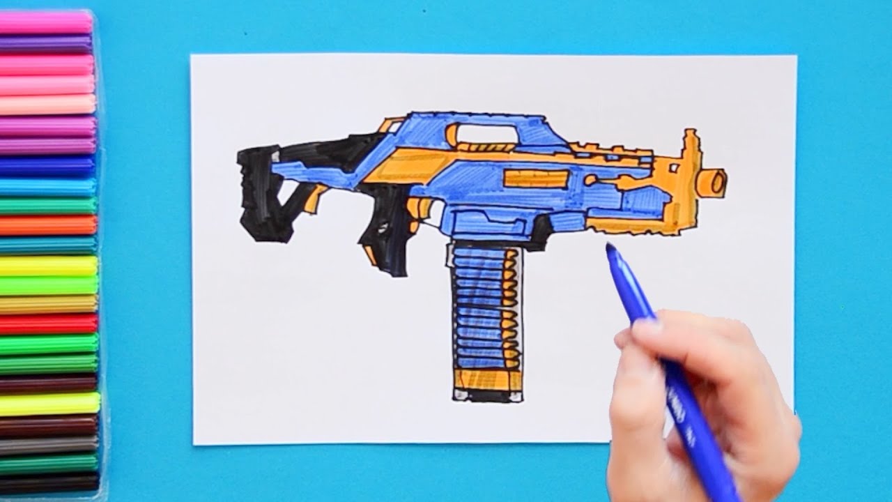 How To Draw Nerf Elite Rapidstrike 