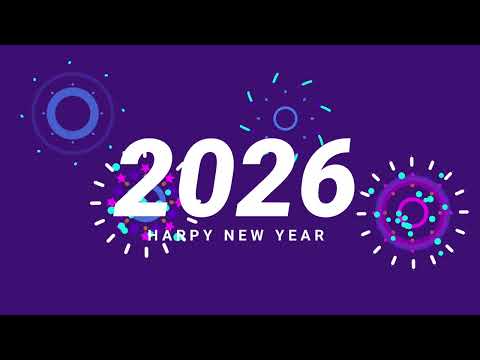 Free 4k Happy New Year 2026 Purple Background Animation