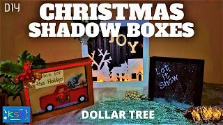 🎄DIY Dollar Tree CHRISTMAS Shadow Boxes 🍒 Holiday LIGHT UP 3D Shadow Boxes ❄️ Little Red Truck DIY🛻