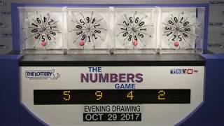 Evening Numbers Game Drawing: Sunday, October 29, 2017