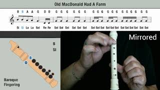 Old MacDonald Had a Farm Recorder Follow Along