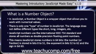 Stream JavaScript Training Tutorial What is a Number Object Online