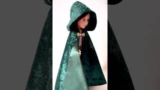 Green Velvet Doll Cloak custom made by order at Carpatina.com