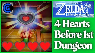 Zelda Link's Awakening -How to Get 4 Hearts Before the First Dungeon