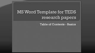 Dissertation Template TOC Basics