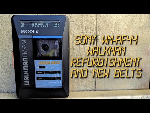 Refurbishing a Sony WM-AF44 cassette Walkman with Mega Bass. Clean up and new belts