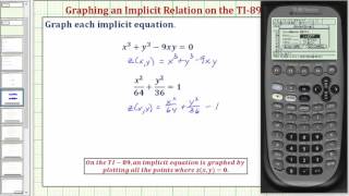 Graph an Implicit Equation on the TI-89