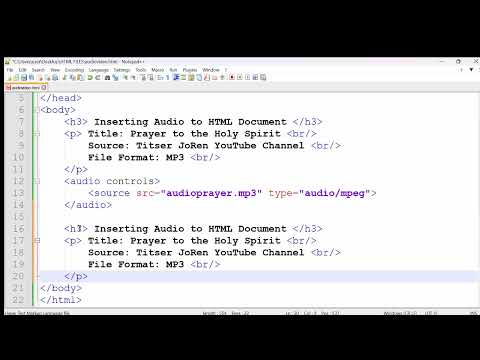 How to Insert Audio and Video to HTML Document using Notepad++