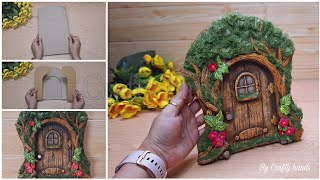 A beautiful fairy door DIY at home | Cardboard craft idea|DIY