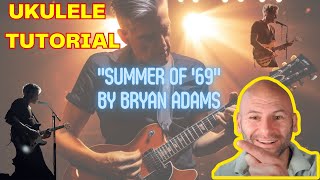 40🎸🌞 Rock 'Summer of 69' on Ukulele! #bryanadams #tutorial  & Chords 🪕