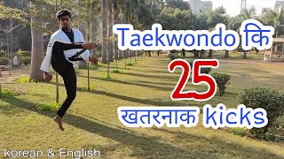 Taekwondo ki 25 खतरनाक kicks ||Korean Terminology || All kicks with English & Korean Name