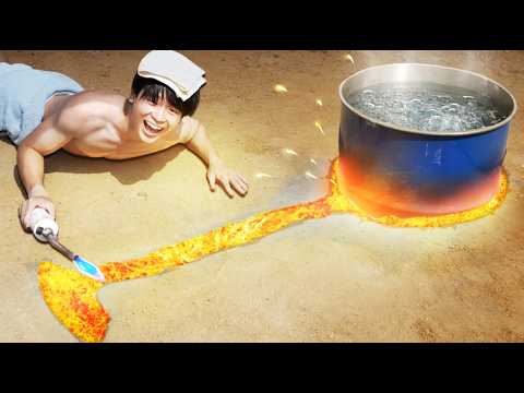 3000℃のマグマで風呂を一撃で沸かしたら衝撃映像すぎたwwww