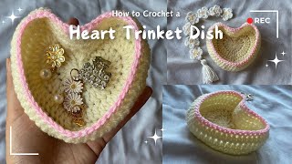 How to Crochet a Heart Trinket Dish ✨ | Easy Beginner-Friendly Crochet Tutorial | DIY Jewellery Box