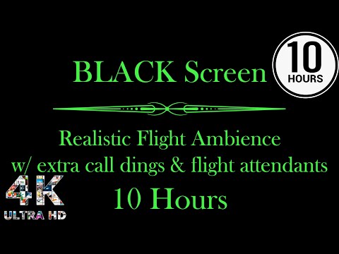 Black Screen Airplane White Noise Ambience | Flight Attendant, Call Dings | Study, Sleep | 10 Hours