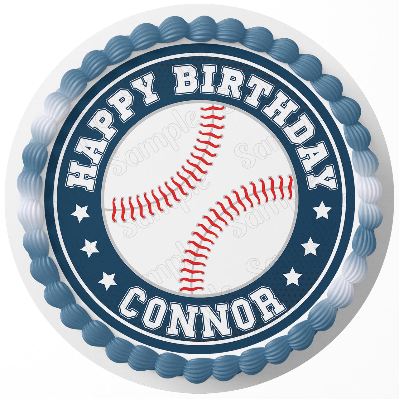 Baseball Edible Image Cake Topper Personalized Birthday Sheet Decoration Custom Party Frosting Transfer Fondant Round Circle