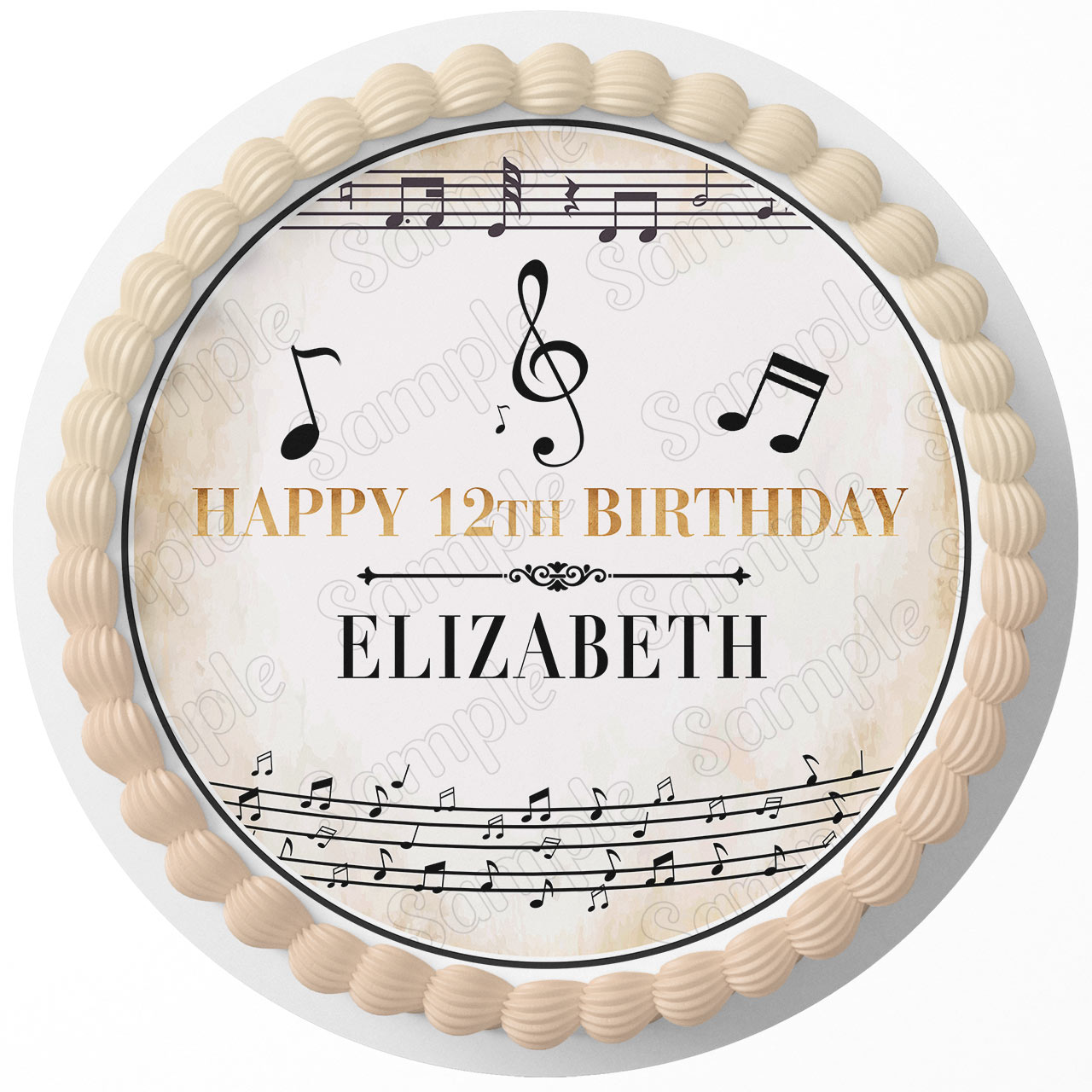 Musical Notes Music Score Edible Image Cake Topper Personalized Birthday Sheet Decoration Custom Party Frosting Transfer Fondant Round Circle