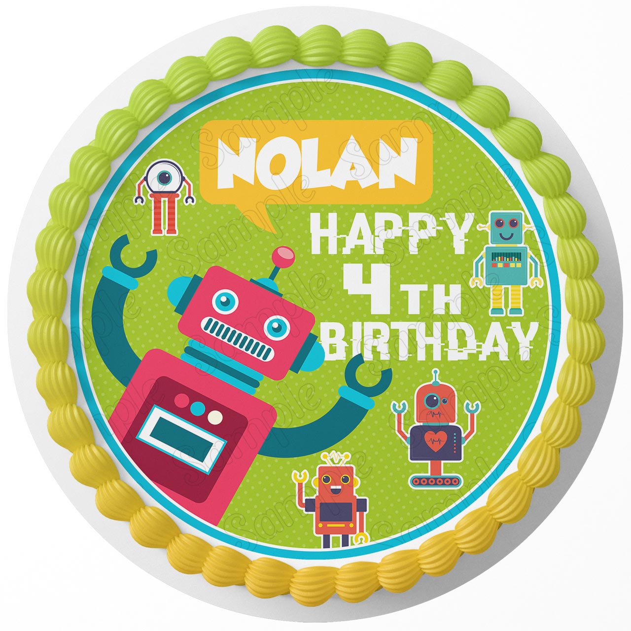 Robots Robotics Edible Image Cake Topper Personalized Birthday Sheet Decoration Custom Party Frosting Transfer Fondant Round Circle