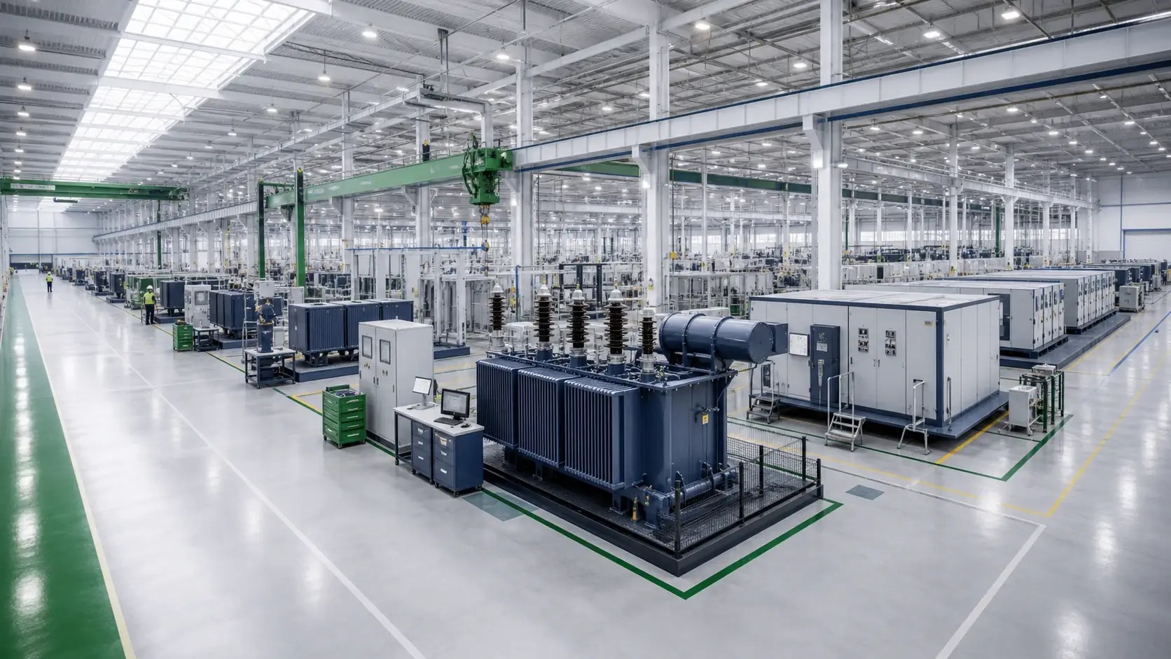 Concept visualization of an electrical equipment manufacturing and quality-control facility