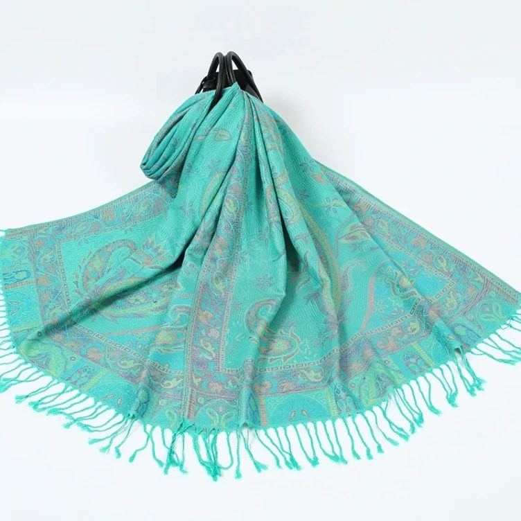 Stylish cyan pashmina shawl for women – elegant and versatile accessory