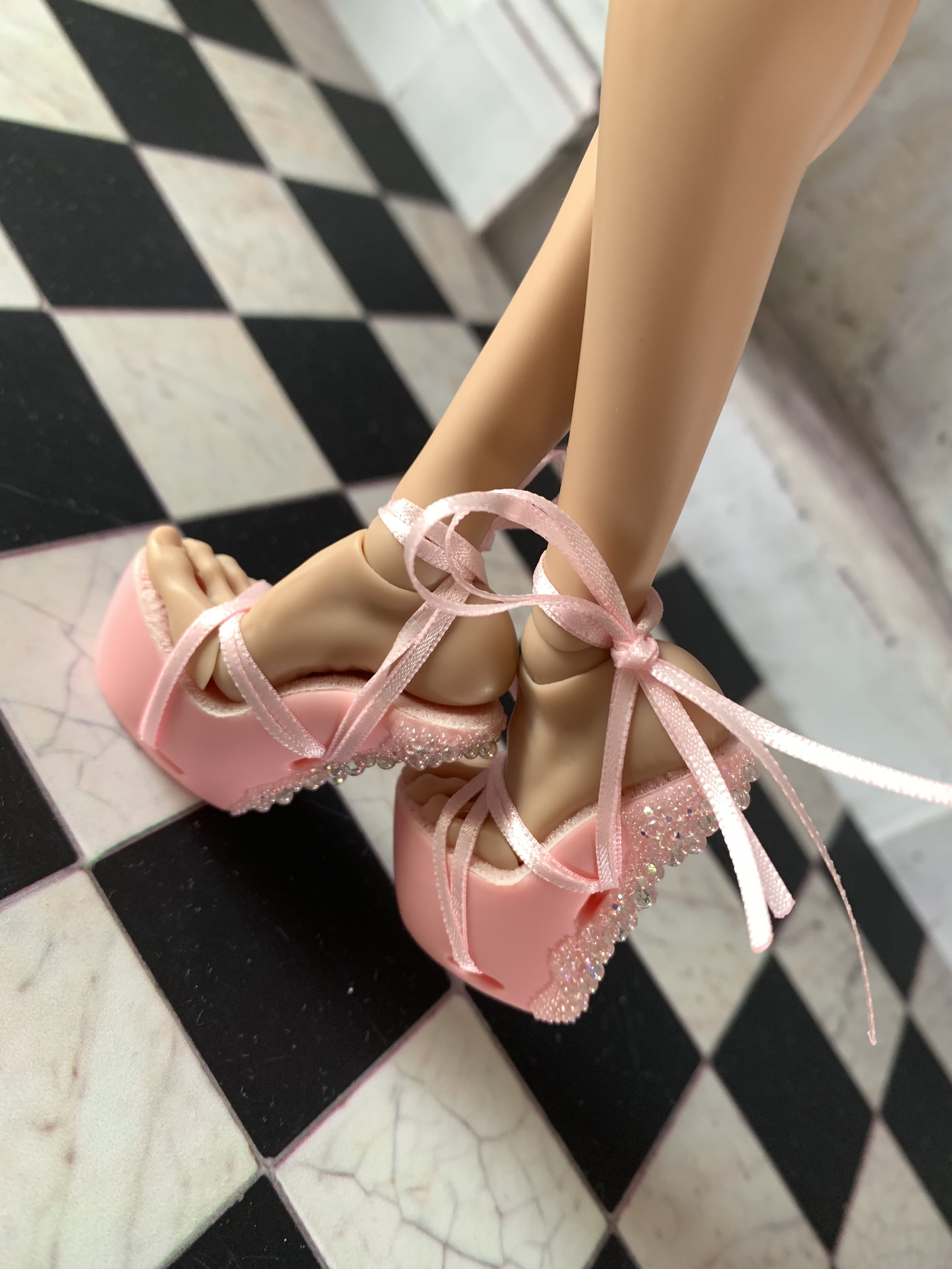 Soft Pink Platform Shoes With Bubbles