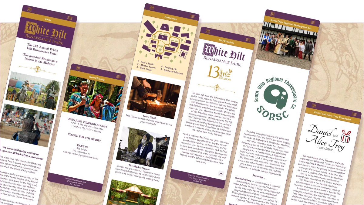 Zack Marsh Design, Renfaire Regicide product photography, mobile website for faire