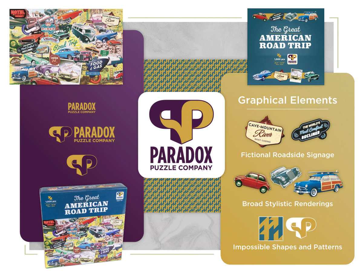 photocollage of custom identity design with logo and assets