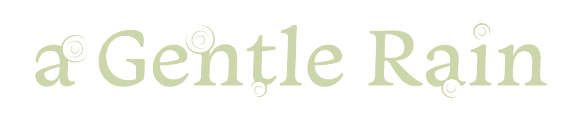 a gentle rain logo in a muted gold and yellow color