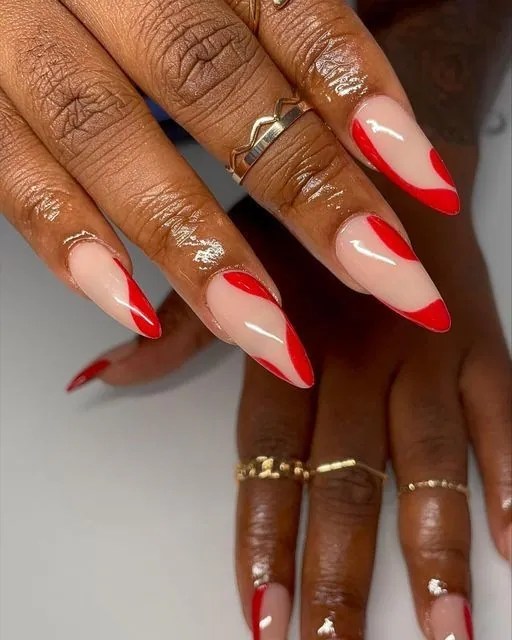 red almond nails design