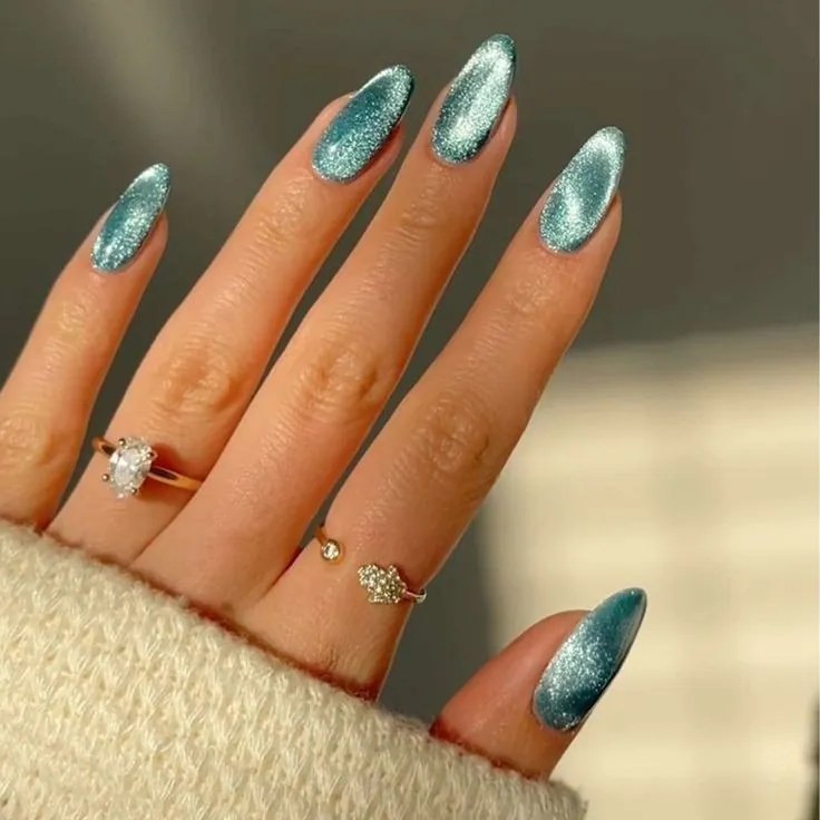 Light Blue Chrome Nails