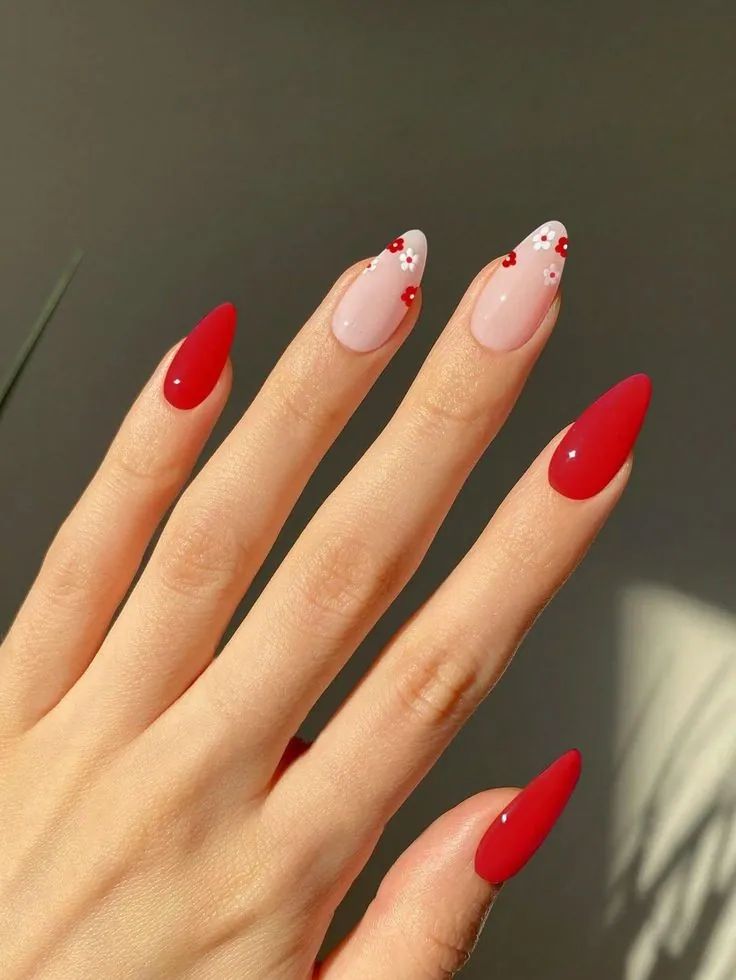 red almond nails design